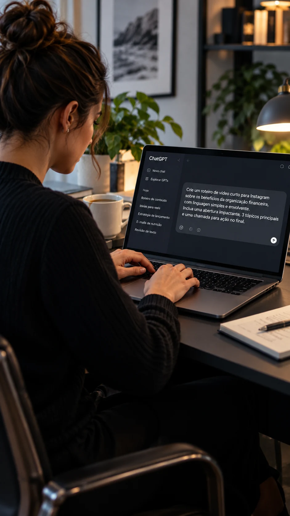 Pessoa adaptando e utilizando o prompt em uma ferramenta de IA